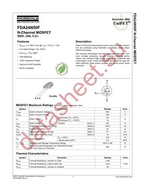 FDA24N50F datasheet  